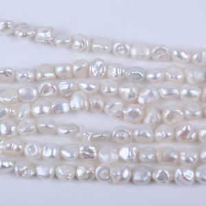 18cm 7-8mm Natural Freshwater Button Shape Beads Straight Hole Regenerated Baroque <b>String</b> for DIY Jewelry <b>Bracelet</b> - Product Image 2