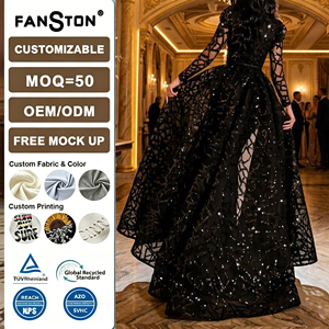 Nuevo Vestido Largo <span class=keywords><strong>de</strong></span> Noche para Mujer con Mangas Largas y Detalles Dorados, Estilo Europeo Americano, Venta al por Mayor, Moda 2026 - Product Image 2