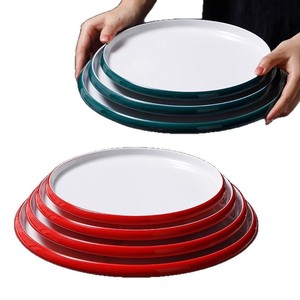 Plato redondo plano de melamina nórdica, plato hondo comercial, vajilla popular, plato para platos calientes y fríos para restaurantes occidentales, plástico - Product Image 1