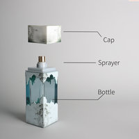 Flacon de parfum de luxe octogonal en verre de haute qualité 100 ml avec bouchon à motif pierre et pompe pulvérisatrice, conteneur vide anti-fuite