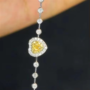 Xinfly - Pulsera de Oro de 18K con Forma de Corazón y Zafiro Amarillo Natural, Joyería Fina para Parejas, Amor Eterno 520 - Product Image 1