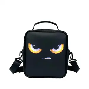 Mochila de pantalla de luz programable con Control móvil de alta resolución de tendencia 2024, bolsa de eslinga Led con ojos led