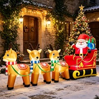 Traîneau de Noël gonflable avec 3 rennes, décoration de Noël, décoration gonflable pour les fêtes de Noël et du Nouvel An