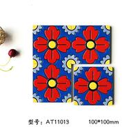 100x100mm Rétro Art Méditerranéen Petite Fleur Briques Cuisine Carreaux Faits À La Main