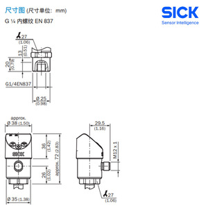 เซ็นเซอร์วัดแรงดัน SICK รุ่น 6073914 G 1/4 EN837 0-10V สำหรับใช้งานในอุตสาหกรรม - Product Image 1