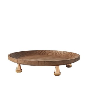 Walnut Wood <b>Tray</b> Oval Shape With Copper Legs For Desk <b>Storage</b> Food Serving Home Office Use - Product Image 3