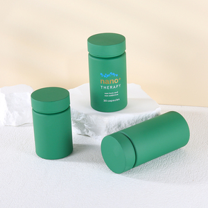 Personnalisé vert PET vitamine bouteille ronde en plastique mat vert couleur bouteille pour pilule capsule supplément tablette liquide poudre