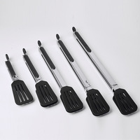 Pinces de barbecue en acier inoxydable de luxe en gros personnalisées, retourneurs en métal, outils de cuisine avec pinces en silicone