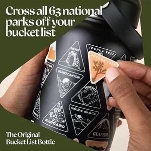 Botella de Agua de Acero Inoxidable de 32 oz, Portátil, a Prueba de Fugas y Ligera, con Grabado Personalizado Único de Parques Nacionales y Pegatinas - Product Image 3