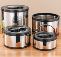 Boîte à lunch commerciale isotherme en acier inoxydable grande capacité, écologique, avec couvercle en plastique, poignée et seau à glace – Portable