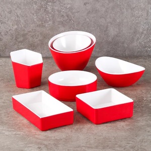 Platos gruesos de melamina para hot pot, vajilla de plástico imitación porcelana bicolor, platos para buffet, restaurante, barbacoa, platos para acompañamientos. - Product Image 3
