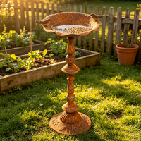 Support de bain d'oiseaux rétro en fer forgé fait main de qualité supérieure pour pot de fleurs de cour, ornement de jardin extérieur vintage