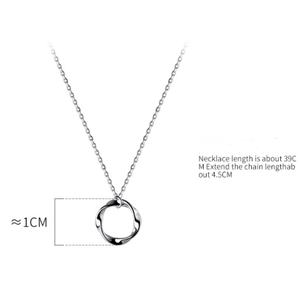 Collier simple en argent S925 pour femme, petit pendentif rond géométrique creux, chaîne de clavicule - Product Image 2