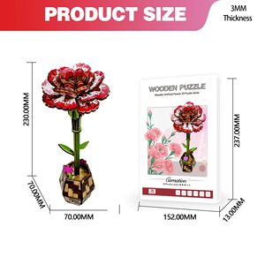 Puzzle en bois 3D de fleurs de carnation pour adultes, kits de bricolage, idéal pour les femmes, les mamans et les grand-mères pour la fête des mères et la Saint-Valentin - Product Image 6
