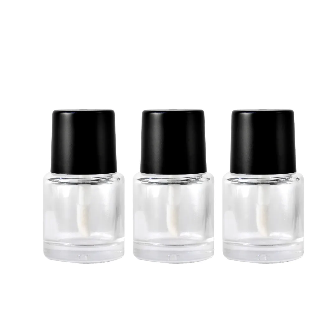 Free Sample Factory Custom Empty 10ml Clear Square Glass Gel Nail Polish Bottle With Brush