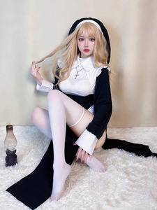 Monja Cosplay <span class=keywords><strong>disfraz</strong></span> mujer uniforme conjunto-fiesta Halloween traje adulto monja vestido ropa mascarada espectáculo disfraces - Product Image 6