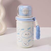 Gobelet isotherme en acier inoxydable 316 pour enfants, avec poignée portable, pailles doubles rebondissantes, coffret cadeau
