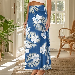 Fabricant Jupes midi pour filles en tissu extensible décontracté de créateur polynésien imprimé personnalisé populaire - Product Image 5