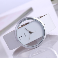 Relojes Sencillos y Elegantes de Cuarzo con Diseño Calado Transparente, Correa de Cuero, Esfera Grande, para Parejas, Logotipo Personalizado, Unisex