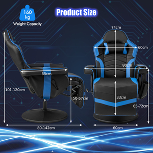 Varias necesidades Muestra gratis Sofá cama para juegos Sillas Masaje Calor Inclinación Gaming Reclinable con reposapiés Reposacabezas extraíble para mayor comodidad - Product Image 6