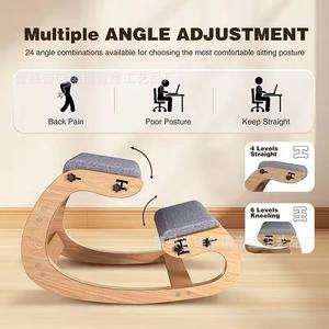 Wooden Kneeling Chair Rocking Ergonomic <b>Office</b> <b>Stool</b> Adjustable Upright Posture Student Chair - Product Image 3