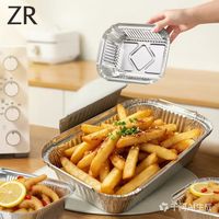 Boîte à lunch rectangulaire en aluminium efficace avec couvercle en plastique, empilable, écologique, conteneur de 260 ml pour plats à emporter, utilisable au micro-ondes et au réfrigérateur