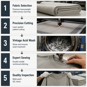 T-shirts pour hommes, t-<span class=keywords><strong>shirt</strong></span> premium, haute qualité, poids lourd 300 g/m², t-<span class=keywords><strong>shirt</strong></span> délavé à l'acide, t-<span class=keywords><strong>shirt</strong></span> personnalisé, <span class=keywords><strong>broderie</strong></span> - Product Image 4