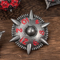 Jeu de dés polyédriques en métal - 7 pièces - Logo personnalisé - Dés de jeu de société D&D RPG avec design durable fait main - Thème floral et nature
