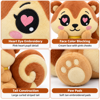 Peluche d'écureuil personnalisée pour commandes sur mesure avec yeux en forme de cœur, queue recourbée et pose de joues, service de conception de personnage