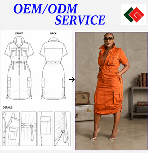 Vestidos Midi de Mujer Transparentes y Ajustados, Antiarrugas, con Cordón Ajustable y Bolsillos con Cremallera, Estilo Urbano, Venta al por Mayor - Product Image 4