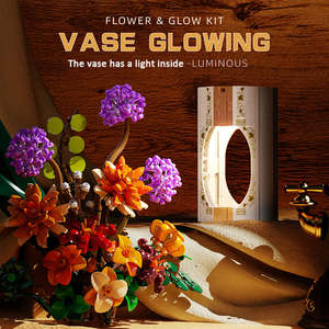 Light up Flower Vase <strong>Kit</strong> 890 Piece Building Blocks with LED <strong>for</strong> Night Desk Decor - Product Image 3