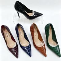 Escarpins à talons aiguilles en cuir verni effet crocodile pour femmes, à bout pointu, multicolores, élégants, pour le bureau et les occasions formelles, vente en gros