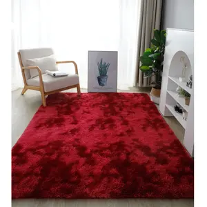 长发蓬松红地毯地毯家居装饰蓬松地毯批发价格