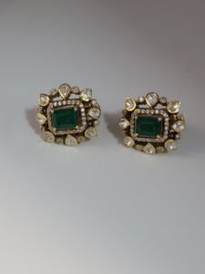 <b>Stud</b> earrings Sets Traditional <b>Small</b> round white accent stones surrounding the center stone Geometric floral cluster - Product Image 3