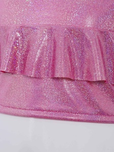 Tops Cortos Metálicos con Volantes para Niñas de 2 a 14 Años, Poliéster y Spandex, Sin Mangas, para Danza, Jazz, Gimnasia, Actuaciones en Escenario, Personalizados - Product Image 4