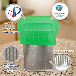 Peigne à <span class=keywords><strong>poux</strong></span> personnalisé en acier inoxydable <span class=keywords><strong>efficace</strong></span> pour éliminer les <span class=keywords><strong>poux</strong></span> avec grand manche long pour les animaux domestiques Peigne à puces - Product Image 2