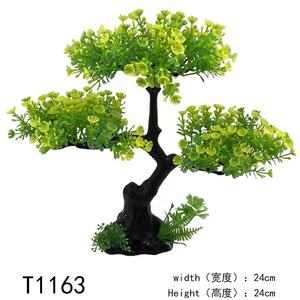 Mini plantas de árbol bonsái artificiales con macetas de <span class=keywords><strong>cemento</strong></span> de plástico <span class=keywords><strong>para</strong></span> el hogar, mesa, oficina, adorno de escritorio, decoración de plástico - Product Image 2