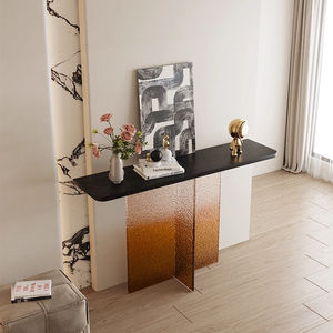 Table d'entrée à suspension en acrylique de luxe moderne, longue et étroite côté salon, armoire porte-à-porte, design d'art contemporain - Product Image 5