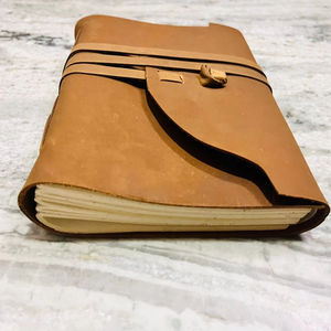 สมุดไดอารี่หนัง A5แบบวินเทจงานตามสั่ง100หน้ากระดาษขอบหยักเย็บตะเข็บทรงอานม้าของขวัญราคาต่ำ - Product Image 1