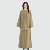 Ensemble coordonné en lin pour femmes musulmanes, mode modeste, avec logo personnalisé OEM, tunique ample et jupe longue trapèze