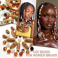 Perles d'imitation bois style bohème vintage unisexe à grand trou pour accessoires capillaires DIY, style cool et tendance, pour tresses et dreadlocks africaines