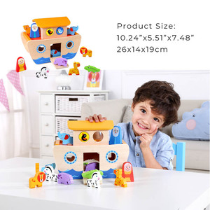 Gioco Educativo in Legno Ecologico dell'Arca di Noè, Gioco di Forme e Ordinamento per Bambini dai 24 Mesi in Su - Product Image 3