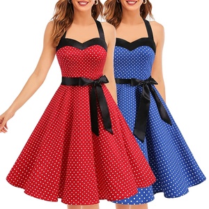 air force blues dress and appearance 1950s Polka Dot Halter Dress Blue Vintage