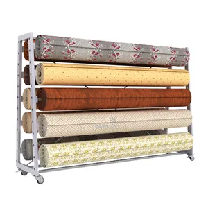 Boya Displays Customized New Design Boucle Metal System Roll Rug Stand Fabric Sample Display Rack Carpet Roll Display Holder