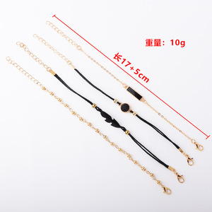 Trendy Black Feather <b>Bracelet</b> <b>Set</b> Gold Plated Alloy Women's Jewelry Gift 4Pcs Fashion Jewelry <b>Sets</b> - Product Image 4
