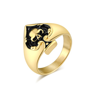 Men's Spade <b>Skull</b> Stainless Steel <b>Ring</b> Silver Gold Black Hip Hop Jewelry Gift - Product Image 5