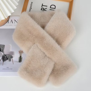 Bufanda de felpa cálida con Cuello de piel cruzada versátil <span class=keywords><strong>para</strong></span> mujer de otoño e invierno con piel sintética de conejo Rex <span class=keywords><strong>para</strong></span> niña - Product Image 1