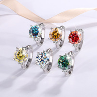 Nouvelle Arrivée Bague de Mariage en Argent Sterling S925 Luxe Grand Diamant 5 Carats Moissanite à Quatre Griffes Colorée pour Femme Bijou Cadeau