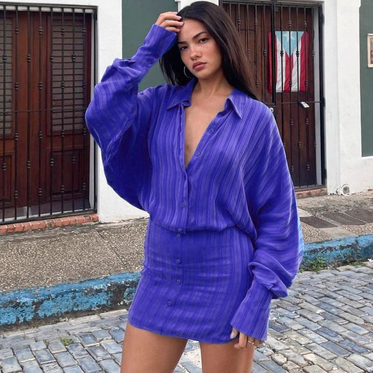 Ice Blue Long Sleeve Dress