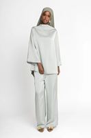 Vente chaude : Ensemble élégant en satin pour femme musulmane, en soie de Médine, tissu brillant, Abaya